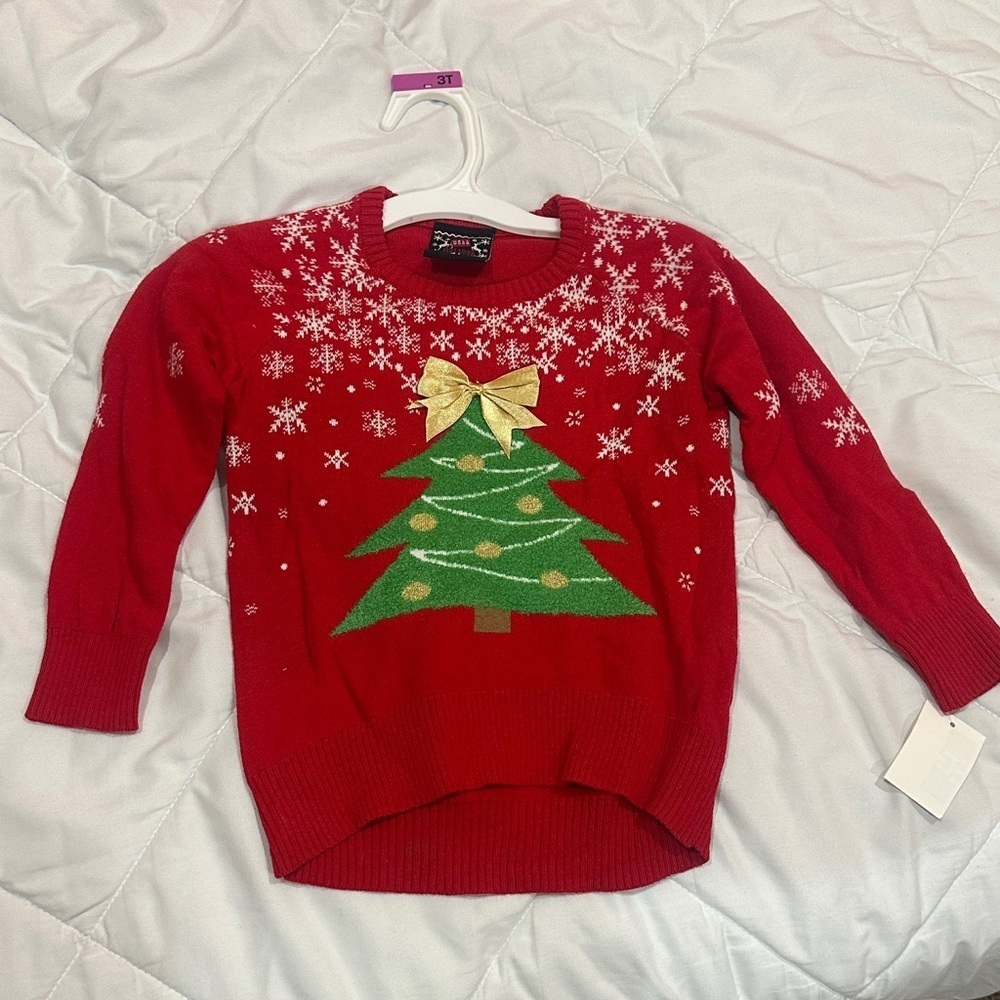 NEW Well Worn Red Sweater with Christmas Tree Design size 3T